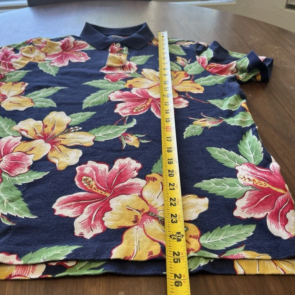 Polo Ralph Lauren Polo Mens M Navy Hibiscus Floral Classic Fit Tropical Mesh